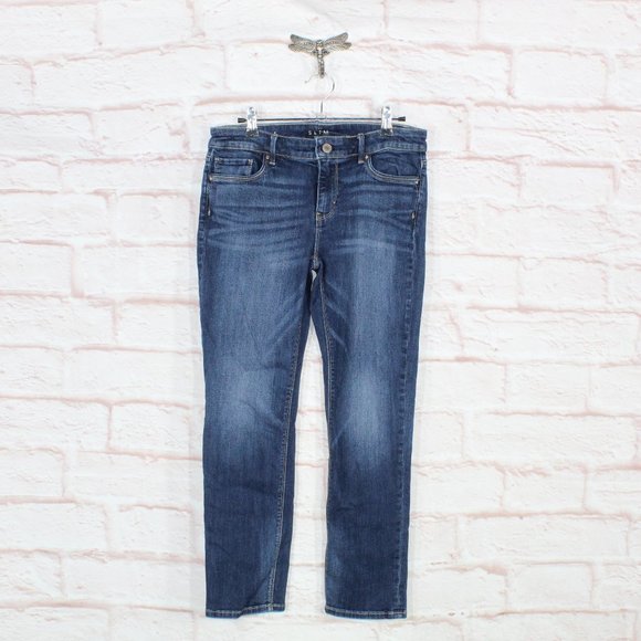 White House Black Market Denim - White House Black Market Women's Blue Washed Mid Rise Slim Crop Denim Jeans Sz 4
